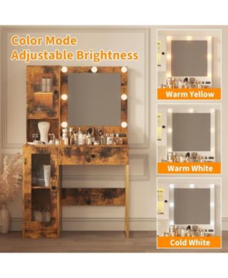 LED Lighted Makeup Vanity Desk with Built-in Power and USB Ports