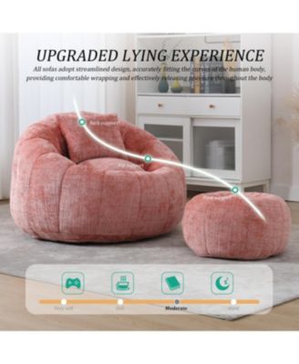 Modern Bean Bag Chair with Ottoman for Adults