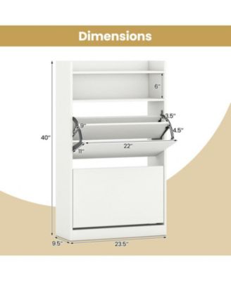 Shoe Storage Cabinet with 2 Flip Drawers & Adjustable Shelves