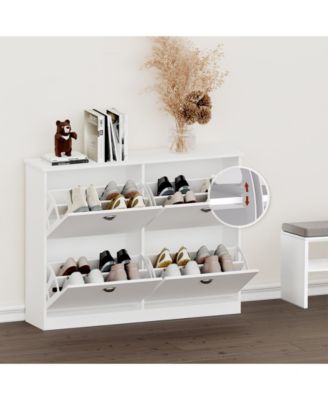 Shoe Cabinet, Hidden Slim Narrow Shoe Rack Cabinet with 4 Drawers