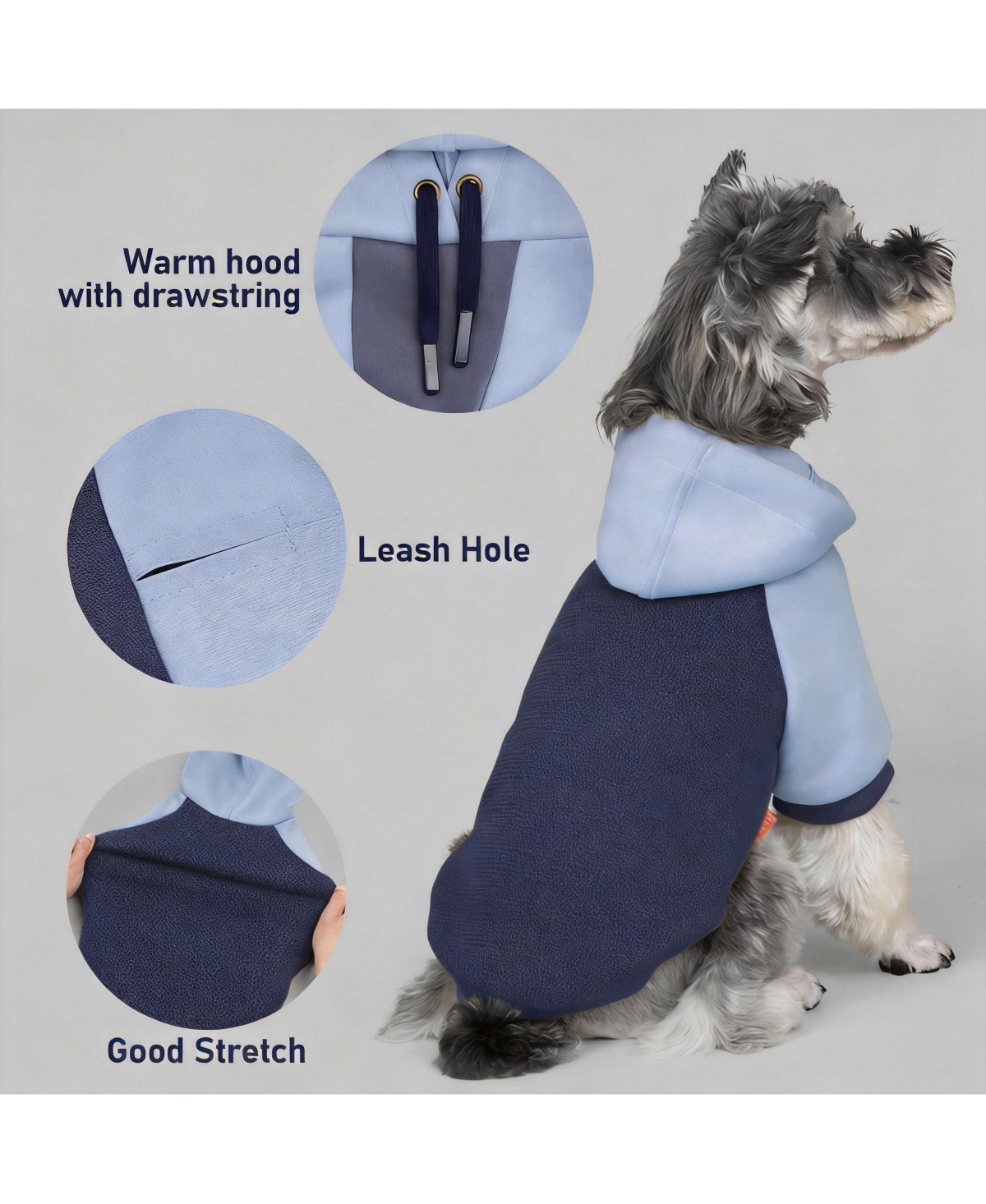 Aronkl Dog Hoodie Stretchy Warm Pet Sweatshirt with Leash Hole Soft Comfort Winter