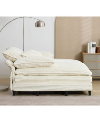 Oversized Corduroy Chaise Lounge Sofa Bed with Pillows