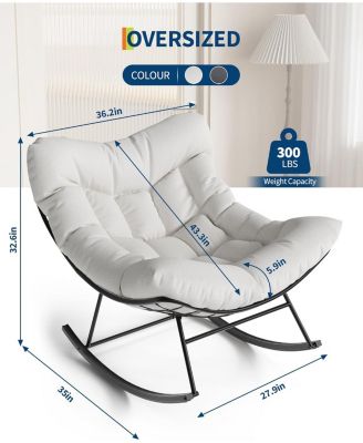 Grand Patio Rocking Chair Outdoor, Rocking Chair, Oversized Lounge Chair with Sturdy Metal Frame, Patio Rattan Egg Rocker