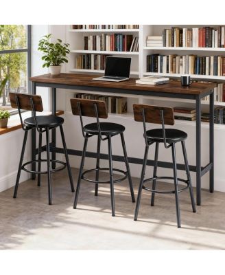 Bar Table and Chairs Set for 3, 4 Piece Industrial Dining Set with Stools