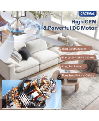 52-inch Modern Sand Nickel 5-Blade Ceiling Fan with Remote Control and LED Light