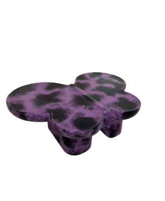 Modern Faux Travertine Coffee Table, Butterfly-Shaped Fiberglass Art Piece for Living Room & Office