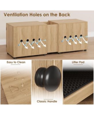 Cat Litter Box Enclosure 55.1" Double Litter Box Furniture Large Cat Box Enclosure Kitty Litter Box for 2 Cats Hidden Cat Litter Cabinet