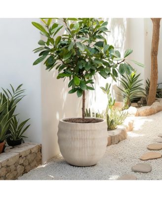 17.5" Dia Round Planter, Large Pots for Plants with Drainage Hole, Modern Wavy Textured Decorative Planter Pots for Indoor Plants