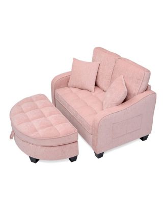  two-seater sofa chaise longue with storage footrest and two pillows