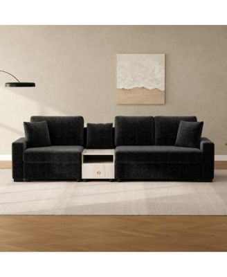 Modern 111.8" Modular Upholstered 3-Seater Sofa Couch with Storage