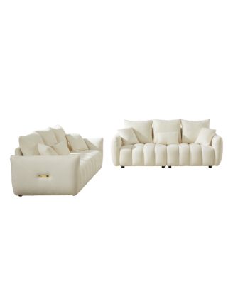 Streamdale 3 Seater + 3 Seater Combo Sofa, Modern Living Room Teddy Sofa, Wooden Frame