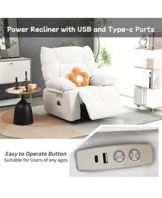 Swivel Power Recliner, Rocking Glider Chair with Massage & Heat