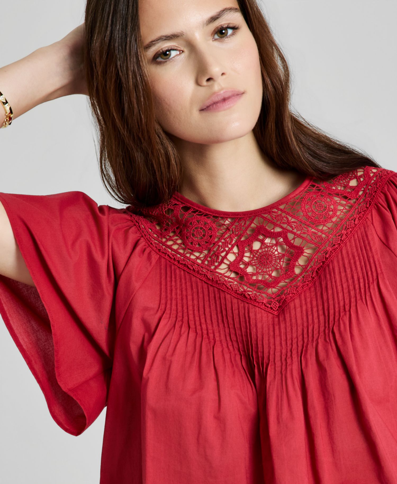 Trendy Plus Size Cotton Crocheted Top