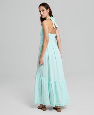 crochet trim maxi dress forever 21 And Now This Women's Cotton Crochet-Trim Maxi Dress - Blue