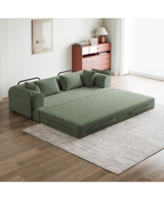 78.7" Convertible Sleeper Sofa Bed with Pillow & Side Pocket