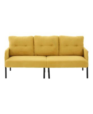 Streamdale Oversized Corduroy Loveseat Sofa with Metal Legs & Side Pockets