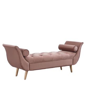  Upholstered Velvet Button Tufted Ottoman Bench with 2 Pillows