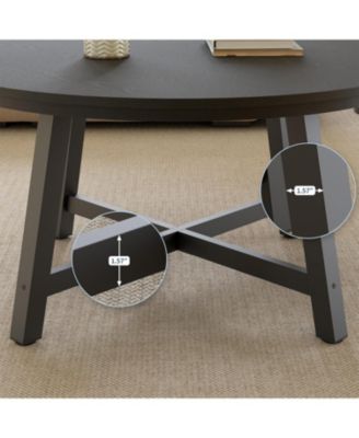 36" Large Round Coffee Table with Thickened Legs and Adjustable Feet