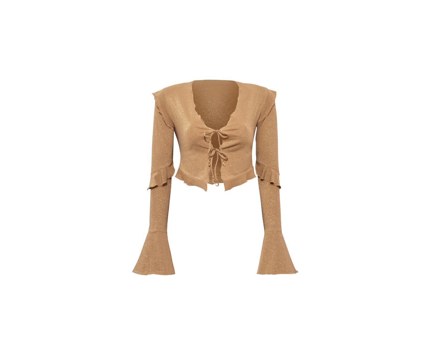 Женский топ Luna B Vera V-Neck Long Sleeve Crop, цвет: Хаки — фото 4
