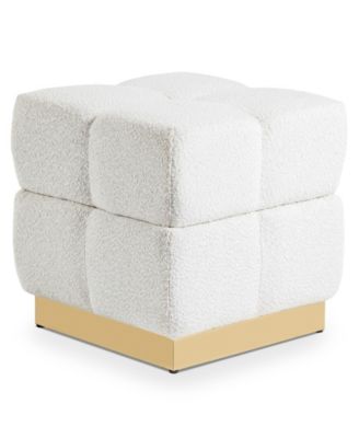 Soren 18" Wood Boucle Storage Ottoman