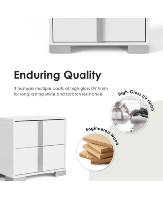 Erina 23.5" Wood Glossy 2-Drawer Nightstand