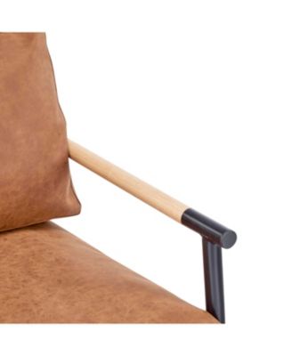 Modern Accent Chair with Metal Frame & Wooden Armrest
