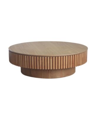 Round Wood Coffee Table with Storage