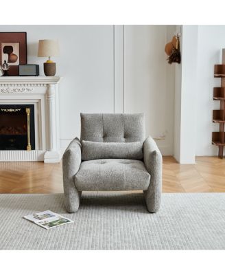 Streamdale Modern Tufted Accent Chair with Velvet Upholstery and Lumbar Pillow