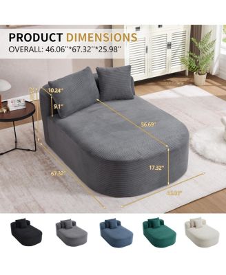 67.5" Indoor Corduroy Oversized Sleeper Sofa with Deep Seat Lounge