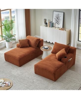 Compressible double chaise lounge with cupholders - No Assembly Required