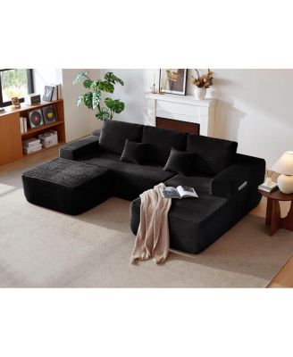 Streamdale  Furniture 104" U-Shape Cloud Sectional Sofa with Chaise & Side Pockets,  Plush Fabric