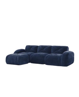 Streamdale L-shaped Velvet Sofa with Movable Ottoman