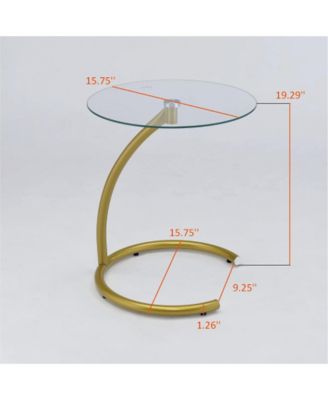 Modern Round End Table / C Table with Tempered Glass Top – Chrome Metal Frame Accent Side Table for Living Room, Bedroom, Office