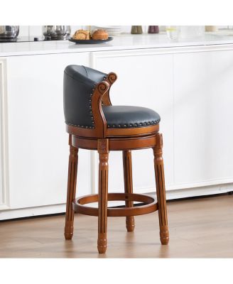 Cow Leather Swivel Bar Stool with Backs