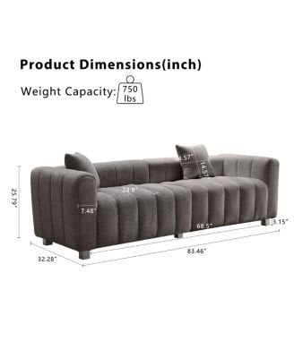 Premium Velvet 3-Seater Sofa with Metal Base and 2 Pillows