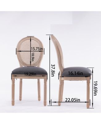 Streamdale French Country Rattan Upholstered Dining Chairs