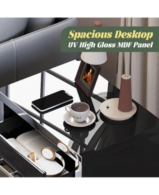 Mirrored 2 Drawer High Gloss Bedside Table – Modern Nightstand