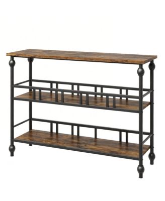 43" Console Table 3-Tier Entryway Narrow Sofa Side Shelves Living Room Hallway Bedroom Rustic Brown