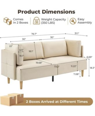 76 Inch Loveseat Sofa Modern Velvet Two Seat Couch for Living Room Deep Seat Armrest Pillows Bedroom Office