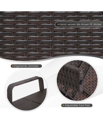 2 Pieces Rattan Lounge Chair Chaise w/ Side Table Folding Canopy Cushion Pillow Patio