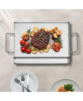 17 x 13 Inch Stainless Steel Griddle Plate for Gas Grill with Handles