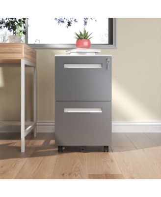 2-Drawer Mobile File Cabinet with Lock, Metal Storage Cabinet on 360° Wheels for Home Office Organizer, Holds A4/Letter/Legal Files