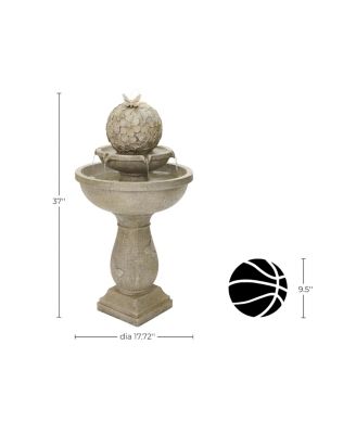 Decorative Garden Birdbath Fountain, Resin Water Feature with Pedestal Design