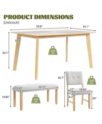 Farmhouse Dining Set with 4 Chairs & Bench