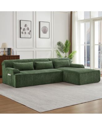  Chenille L-Shape Luxury Sectional Sofa, Minimalist Design, Comfy Sleeper Couch