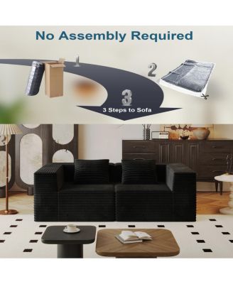 Plush Corduroy Modular Sectional Sofa - Flexible, Comfortable, No Assembly