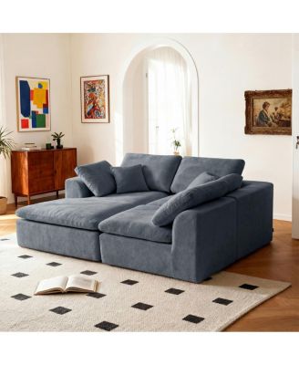 Modern L-Shaped Sectional Sofa with Chaise Lounge, Corduroy Couch