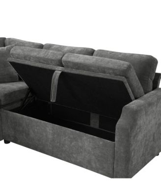Sectional Sofa Bed L-Shape Sleeper with Hidden Storage