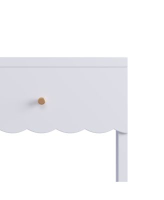 Modern Nightstand with Drawer and Open Shelf, Scalloped Edge Bedside Table