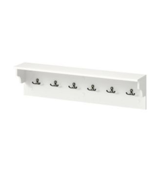Wood Coat Rack 31.5" with Shelf and 6 Hooks for Entryway